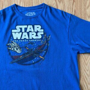 Star Wars Tee Size Mens Large The Force Awakens Millennium Falcon Blue T Shirt